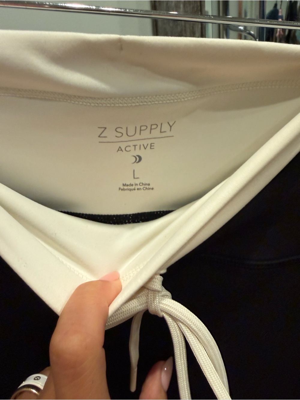 Z Supply Active Women's Black & Cream Yoga Pilates Leggings Size LG NWT